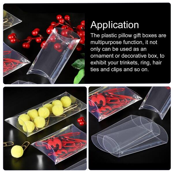 Plastic Pillow Box, Treat Gift Boxes Clear 5.51x2.76x0.98" Pack of 20